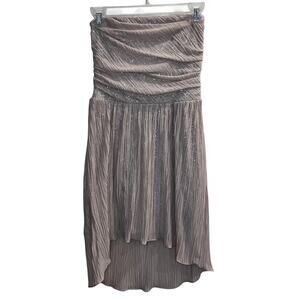 Express Dress Womens 4 Taupe Strapless High Low Sequin Y2K Formal HOCO Fairy